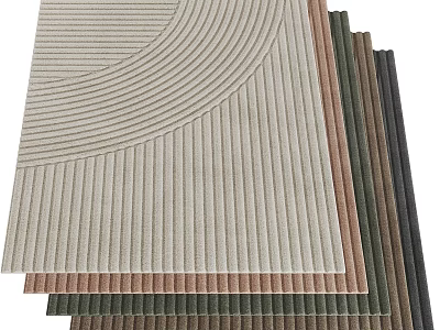 Square Rugs With Striped Texture In Various Neutral Tones For Home Decor 3d model