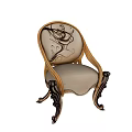 Elegant Classic Accent Chair With Intricate Carved Patterns And Light Beige Upholstery