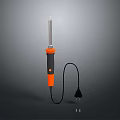 Orange And Black Soldering Iron With Metal Tip And Power Cord Plug