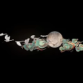 Elegant Landscape Sculpture With Moon Shape Cloud Patterns And Flying Birds 3d model