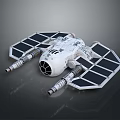 Futuristic Sci Fi Spaceship Model With White Body Solar Panel Wings And Dual Engines Design