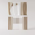 Beige And White Double Layer Curtains For Modern Home Window Decor 3d model