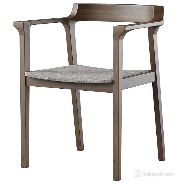 Modern Dining Chair With Wooden Frame And Soft Upholstered Fabric Seat 3d model 