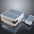 Modern Industrial Building With Flat Roof And Large Glass Windows Attached Structure