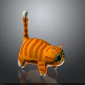 Orange Striped Cat Plush Toy With Big Green Eyes White Tipped Tail And White Paws