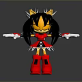 Stylish Game And Movie Character With Black Hair Yellow Ears Red Outfit White Spiked Decorations