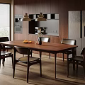 Modern Restaurant Interior With Wooden Dining Table Black Chairs Pendant Lights And Fruit Decor