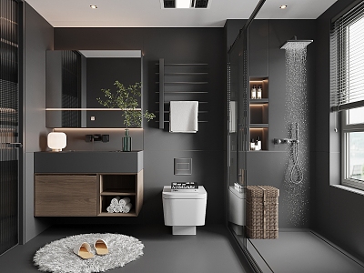 Modern Bathroom Shower Room Toilet Washbasin Shower Partition model