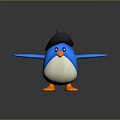 Adorable Cartoon Penguin Plush Toy With Blue Body White Belly And Black Hat