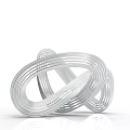 Abstract Silver Metal Line Sculpture With Circular Structures Smooth Surface White Background Reflective 3d model