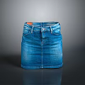 Stylish Blue Denim Mini Skirt With Front Pockets And Button Closure 3d model