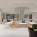 Elegant Modern Shopping Mall Store Interior With Round Bed Display And White Furniture