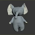 Cute Blue Elephant Stuffed Toy With Big White Ears And Red Cheeks Design