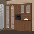 Modern Wooden Sideboard with Glass Doors LED Lighting Water Dispenser and Small Appliance Storage