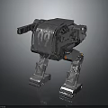 Futuristic Metal Mechanical Weapon With Four Legged Support And Cannon Like Barrel