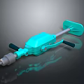 Turquoise Handheld Mechanical Tool With Black Handles Rod And Fan Shaped End