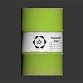 Colorful Oil Drums With Red Blue Green Hues White Stripes And Black Triangle Symbols