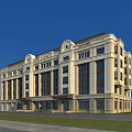 Classical Style Office Building With Stone Exterior Large Windows And Decorative Design 3d model
