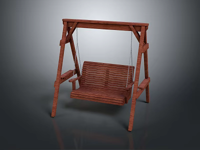 Outdoor Wooden Swing Chair with Sturdy Frame and Comfortable Bench Seat for Garden Patio Relaxation 3d model