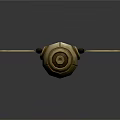 Beige And Brown Mechanical Device With Rotating Blades And Black Symbols Design