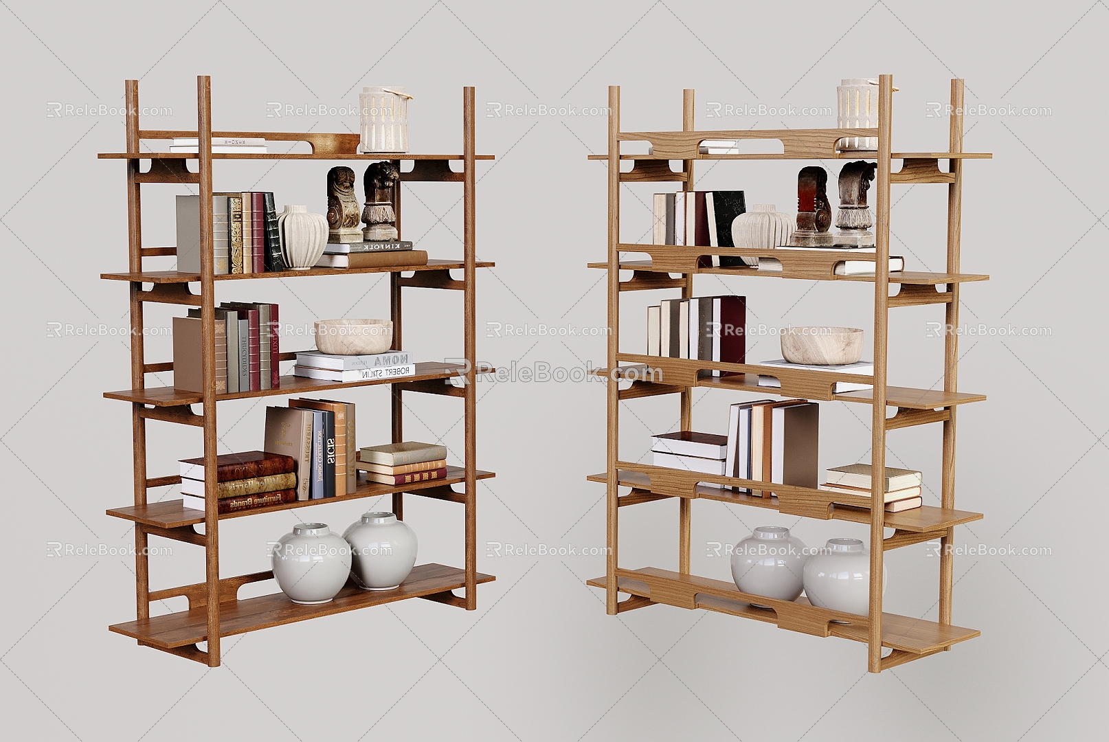 Quiet Antique Style Floor-Standing Bookshelf Storage Rack Storage Rack Decorative Rack 3d model