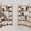 Quiet Antique Style Floor-Standing Bookshelf Storage Rack Storage Rack Decorative Rack 3d model