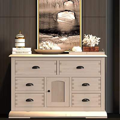 Modern TV Stand With Drawers Cabinet Door And Decorative Artwork Ornaments 3d model