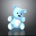 Blue Teddy Bear Stuffed Toy With White Belly Paws And Dark Background