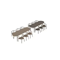 Natural Wooden Dining Table Set with Simple Design Chairs and Smooth Tabletop 3d model