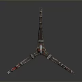 Industrial Mechanical Equipment With Metallic Structure Red Silver Details Multiple Branches Top Ring