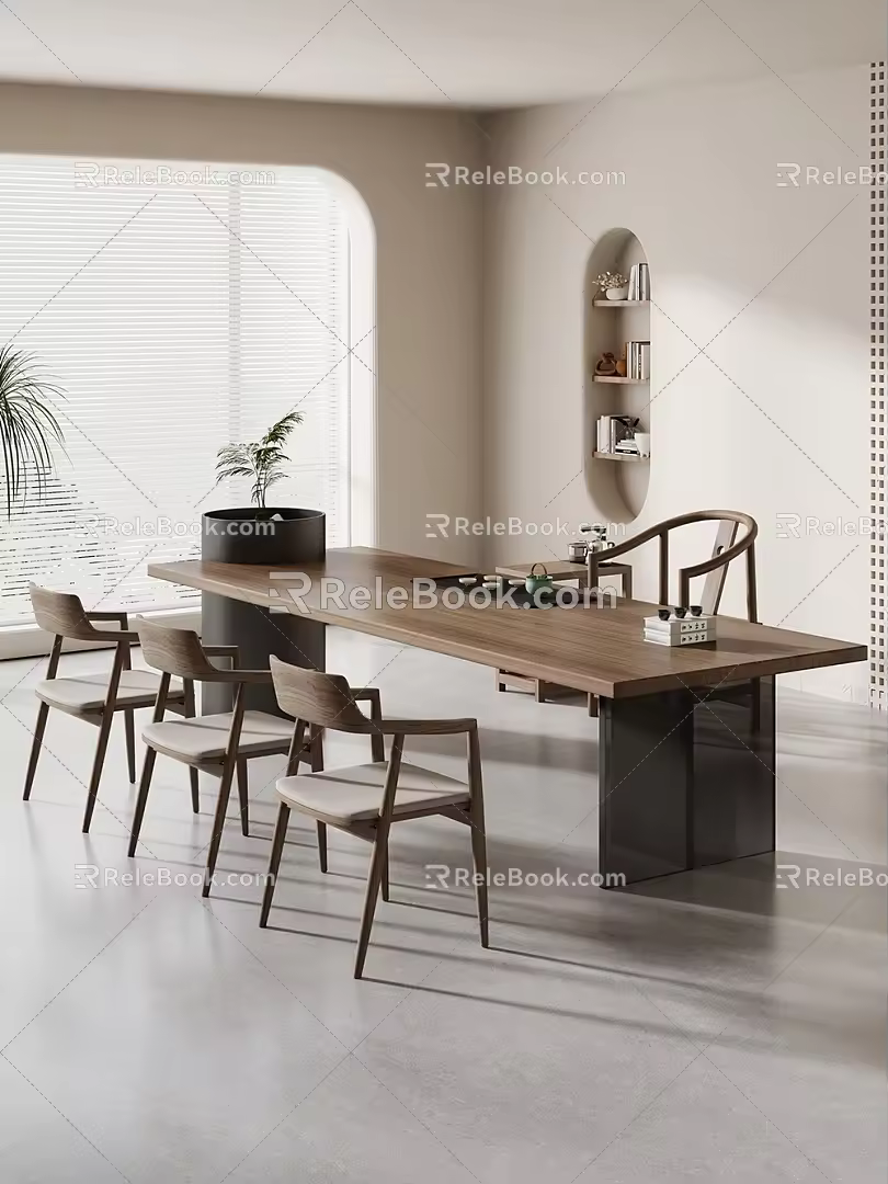 Quiet Style Simple Tea Table and Chair Combination Tea Table Tea Table Tea Room Tea Table 3d model