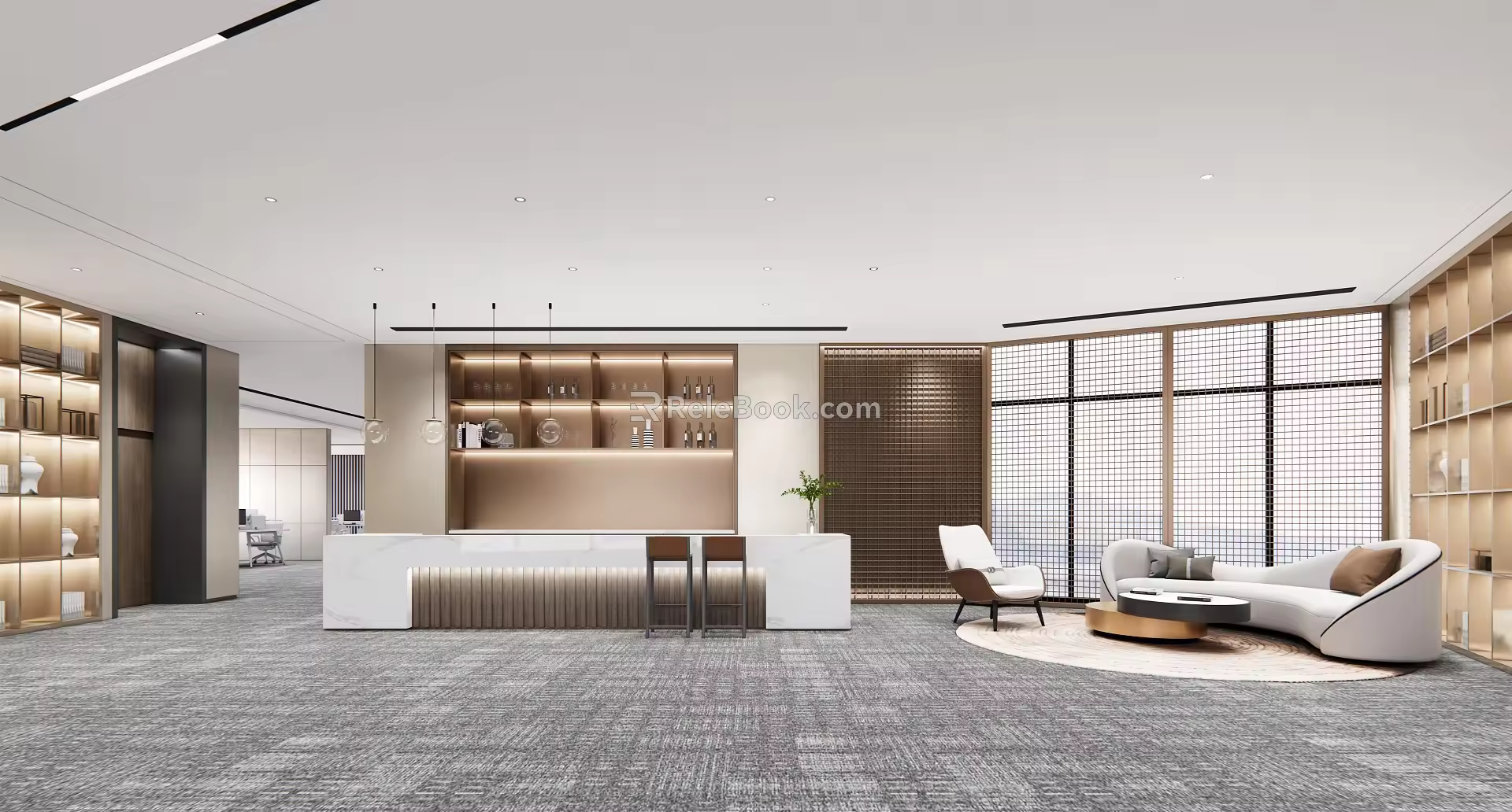 Modern Front Desk Company Reception Front Desk Negotiation Area 3d model