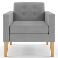 Gray Single Sofa With Armrest And Button Tufted Backrest On Wooden Legs 3d model