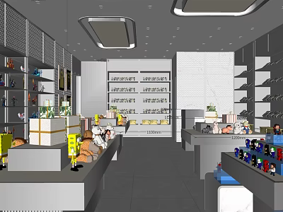 Well Organized Specialty Store With Shelves Display Counters And Various Products 3d model