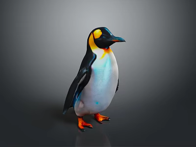 Colorful Penguin With Yellow Head Black Back And White Belly On Dark Background 3d model