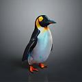 Colorful Penguin With Yellow Head Black Back And White Belly On Dark Background