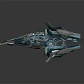 Futuristic Winged Sci-Fi Spaceship 3D Model With Blue Gray Design And Mechanical Details
