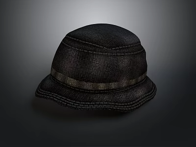 Stylish Black Hat With Textured Fabric And Decorative Band Casual Design 3d model
