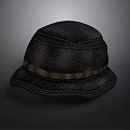 Stylish Black Hat With Textured Fabric And Decorative Band Casual Design