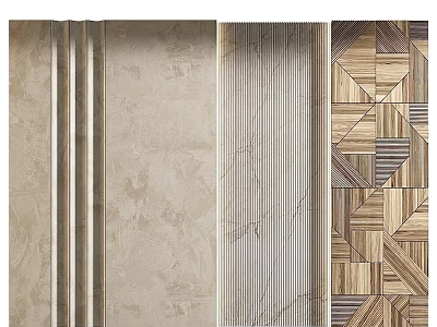 Modern Luxury Background Wall Design With Textured Beige And Wooden Geometric Patterns 3d model