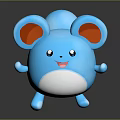 Cute Blue Cartoon Mouse Game Character With Big Orange Inner Ears White Belly And Smiling