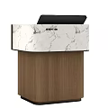 Reception Desk with Marble Countertop and Wooden Cabinet Featuring Reception Sign