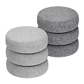 Modern Gray Round Fabric Poufs Stackable Set for Home Decor and Seating 3d model