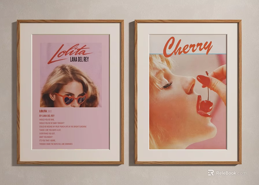 Framed Posters Featuring Lovette Limited Edition And Cherry Female Portraits In Pink 3d model 