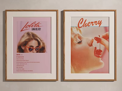 Framed Posters Featuring Lovette Limited Edition And Cherry Female Portraits In Pink 3d model