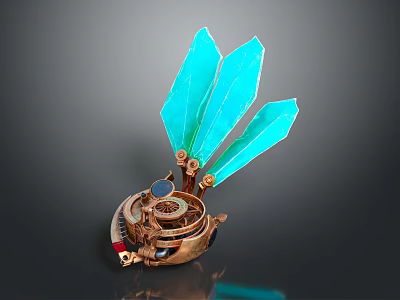 Intricate Cosmic Space Probe Mechanical Design With Blue Blade Like Panels And Metallic Structure 3d model