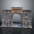 Ancient Historical Stone Arch Structure With Carved Columns And Decorative Details 3d model