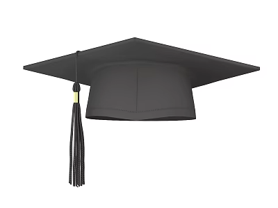 High Quality Classic Black Graduation Cap With Gold Tassel For Academic Ceremonies 3d model