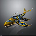 Vibrant Mythical Whale Creature With Yellow Blue Intricate Patterns And Wing Like Fins