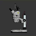 Binocular Microscope With White Base And Adjustable Lenses For Lab Research 3d model